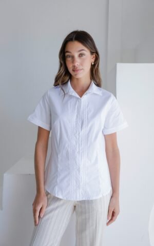Camisa manga corta manga pespunte
