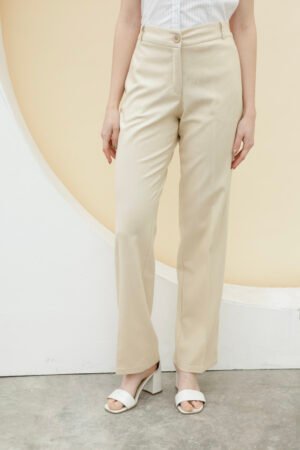 Pantalón tiro alto lino con elástico